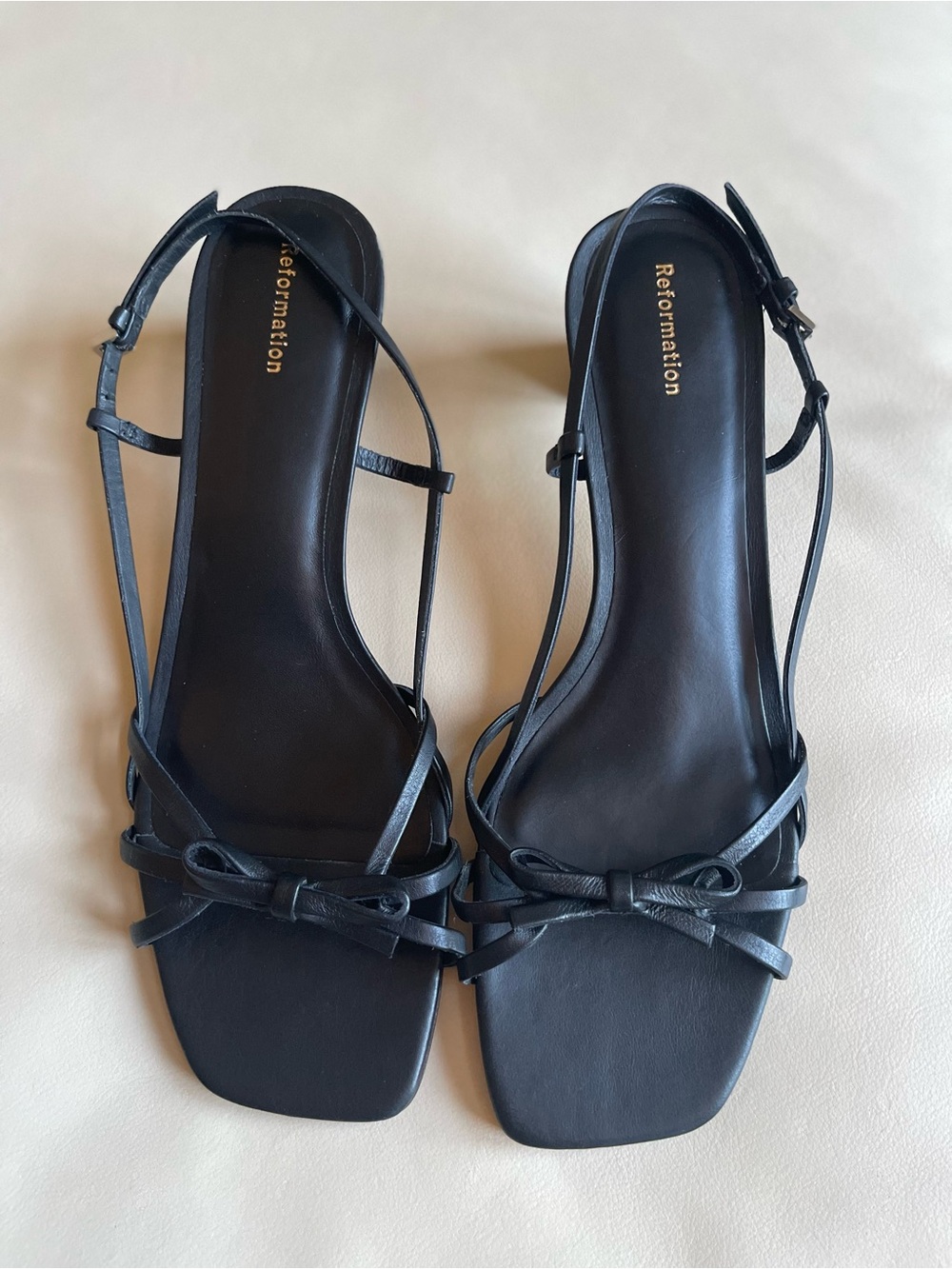 Reformation Sally Bow Slingback Sandal Black Size: 8.5 - Picture 8 of 14